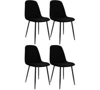CLP Chaise de Salle à Manger, Lot de 4, rembourrées Maryam, Chaise de Cuisine avec Dossier, capacité 150 kg pour Cuisine, Salon et Chambre, Couleur:Noir, Matériel:Tissu