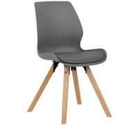 CLP Chaise De Salle A Manger Luna I Chaise De Visiteur avec Assise Rembourré I Pieds Bois I Dossier, Couleur:Gris, Matériel:Plastique