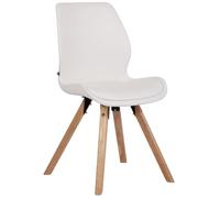 CLP Chaise De Salle A Manger Luna I Chaise De Visiteur avec Assise Rembourré I Pieds Bois I Dossier, Couleur:Blanc, Matériel:Similicuir