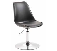 CLP Chaise De Salle A Manger Maverick avec Siège en Plastique Et Revêtement en Similicuir I Chaise Design Retro Ajustable avec Pied en Métal, Couleur:Noir, Couleur du Cadre:Chrome