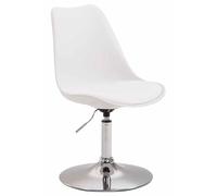 CLP Chaise De Salle A Manger Maverick avec Siège en Plastique Et Revêtement en Similicuir I Chaise Design Retro Ajustable avec Pied en Métal, Couleur:Blanc, Couleur du Cadre:Chrome