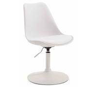 CLP Chaise de salle à manger Maverick siège en plastique similicuir ajustable pied métal Blanc/Blanc