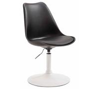 CLP Chaise De Salle A Manger Maverick avec Siège en Plastique Et Revêtement en Similicuir I Chaise Design Retro Ajustable avec Pied en Métal, Couleur:Noir, Couleur du Cadre:Blanc