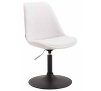 CLP Chaise De Salle A Manger Maverick en Similicuir I Chaise Design Retro avec Siège Ajustable Et Pivotant I Piètement Métal, Couleur:Blanc, Couleur du Cadre:Noir