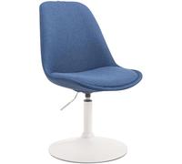 CLP Chaise De Salle A Manger Mavevick en Tissu I Chaise Design Retro Ajustable Et Pivotante I Pied en Métal, Couleur:Bleu, Couleur du Cadre:Blanc