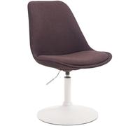 CLP Chaise De Salle A Manger Mavevick en Tissu I Chaise Design Retro Ajustable Et Pivotante I Pied en Métal, Couleur:Marron, Couleur du Cadre:Blanc