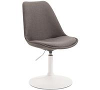 CLP Chaise De Salle A Manger Mavevick en Tissu I Chaise Design Retro Ajustable Et Pivotante I Pied en Métal, Couleur:Gris foncé, Couleur du Cadre:Blanc