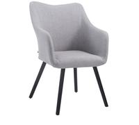 CLP Chaise De Salle A Manger McCoy V2 Tissu avec Accoudoir I Rembourrage Confortable I Fauteuil De Salon Piétement Bois I Chaise Scandinave, Couleur:Gris, Couleur du Cadre:Noir