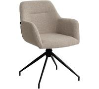 CLP Chaise de Salle à Manger Merlinda, pivotante à 360°, Rembourrage Confortable, Tissu Teddy, piétement Noir, Facile d'entretien, Couleur:Taupe