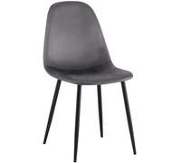 CLP Chaise De Salle A Manger Napier en Similicuir Tissu Ou Velours I Chaise avec Surface D'assise Matelassée Pieds en Metal I Charge Max.150 Kg, Couleur:Gris foncé, Matériel:Velours