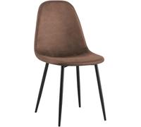CLP Chaise De Salle A Manger Napier en Similicuir Tissu Ou Velours I Chaise avec Surface D'assise Matelassée Pieds en Metal I Charge Max.150 Kg, Couleur:Marron, Matériel:Vintage Similicuir