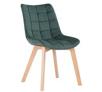 CLP Chaise de Salle à Manger Passaic en Velours, Chaise Capitonnée Matelassée avec Patins de Sol, Capacité de Charge 150 kg, Couleur:Vert