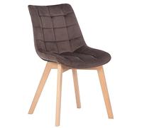 CLP Chaise de Salle à Manger Passaic en Velours, Chaise Capitonnée Matelassée avec Patins de Sol, Capacité de Charge 150 kg, Couleur:Marron