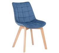 CLP Chaise de Salle à Manger Passaic en Velours, Chaise Capitonnée Matelassée avec Patins de Sol, Capacité de Charge 150 kg, Couleur:Bleu
