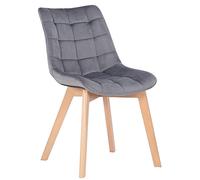 CLP Chaise de Salle à Manger Passaic en Velours, Chaise Capitonnée Matelassée avec Patins de Sol, Capacité de Charge 150 kg, Couleur:Gris