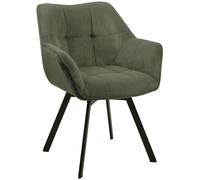CLP Chaise de Salle à Manger pivotante Jordi Cord, Chaise rembourrée avec accoudoirs, Protections de Sol, Couleur:Vert