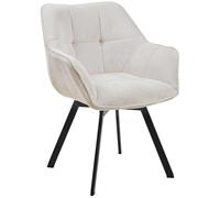 CLP Chaise de Salle à Manger pivotante Jordi Cord, Chaise rembourrée avec accoudoirs, Protections de Sol, Couleur:crème