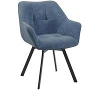 CLP Chaise de Salle à Manger pivotante Jordi Cord, Chaise rembourrée avec accoudoirs, Protections de Sol, Couleur:Bleu