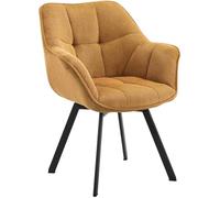 CLP Chaise de Salle à Manger pivotante Jordi Cord, Chaise rembourrée avec accoudoirs, Protections de Sol, Couleur:Orange