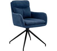 CLP Chaise de Salle à Manger pivotante Somers Tissu, Fauteuil pivotant à 180° avec accoudoirs et Dossier, Chaise de Cuisine rembourrée, Couleur:Bleu