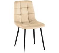 CLP Chaise De Salle A Manger Antibes en Velours I Chaise avec Surface D'assise Matelassée Pieds en Metal I Charge Max.150 Kg, Couleur:crème