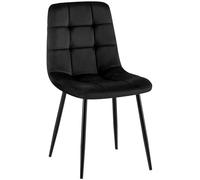 CLP Chaise de Salle a Manger rembourree Antibes, Chaise de Cuisine en Velours avec Dossier et Pied Metal Noir, Charge Max 150 kg, Couleur:Noir