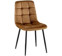 CLP Chaise de Salle a Manger rembourree Antibes, Chaise de Cuisine en Velours avec Dossier et Pied Metal Noir, Charge Max 150 kg, Couleur:Marron