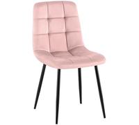 CLP Chaise de Salle a Manger rembourree Antibes, Chaise de Cuisine en Velours avec Dossier et Pied Metal Noir, Charge Max 150 kg, Couleur:Rose