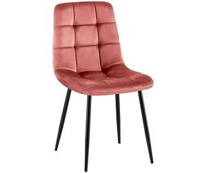 CLP Chaise de Salle a Manger rembourree Antibes, Chaise de Cuisine en Velours avec Dossier et Pied Metal Noir, Charge Max 150 kg | Couleur Rose