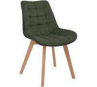 CLP Chaise de Salle à Manger rembourrée avec Dossier Brook, Chaise de Cuisine en Velours côtelé avec piètement en Bois et Patins de Protection Couleur:Vert