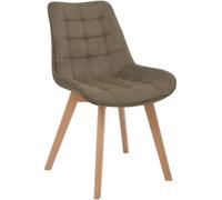 CLP Chaise de Salle à Manger rembourrée avec Dossier Brook, Chaise de Cuisine en Velours côtelé avec piètement en Bois et Patins de Protection Couleur:Taupe