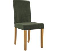 CLP Chaise de Salle à Manger rembourrée avec Dossier Ina, Chaise de Cuisine en Velours côtelé, Structure Stable en Bois, Couleur:Vert, Couleur du Cadre:Antique Clair