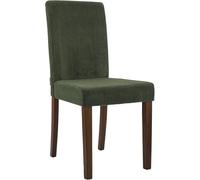 CLP Chaise de Salle à Manger rembourrée avec Dossier Ina, Chaise de Cuisine en Velours côtelé, Structure Stable en Bois, Couleur:Vert, Couleur du Cadre:Antique foncé
