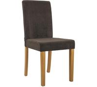 CLP Chaise de Salle à Manger rembourrée avec Dossier Ina, Chaise de Cuisine en Velours côtelé, Structure Stable en Bois, Couleur:Marron, Couleur du Cadre:Antique Clair