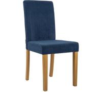 CLP Chaise de Salle à Manger rembourrée avec Dossier Ina, Chaise de Cuisine en Velours côtelé, Structure Stable en Bois, Couleur:Bleu, Couleur du Cadre:Antique Clair