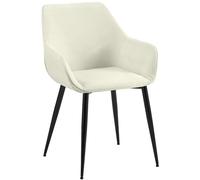 CLP Chaise de Salle à Manger rembourrée avec Dossier Luena, Chaise de Cuisine en Velours ou en Tissu, Supporter jusqu'à 150 kg Couleur:crème;Matériel:Tissu