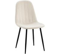 CLP Chaise de Salle a Manger rembourree Baxter, Chaise de Cuisine en Velours avec Dossier et Pied Metal Noir, Jusqu a 150 kg Couleur:Blanc crème
