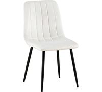 CLP Chaise de salle à manger rembourrée Dijon, avec coutures décoratives & protections de sol,velours blanc crème