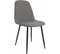 CLP Chaise de Salle à Manger rembourrée Maryam, Chaise de Cuisine avec Dossier et Cadre en métal Noir, supporte jusqu'à 150 kg, Couleur:Gris Clair, Matériel:Tissu