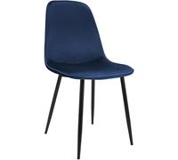 CLP Chaise de Salle à Manger rembourrée Maryam, Chaise de Cuisine avec Dossier et Cadre en métal Noir, supporte jusqu'à 150 kg, Couleur:Bleu foncé, Matériel:Velours