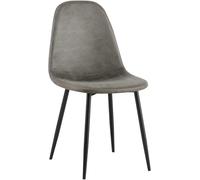 CLP Chaise De Salle A Manger Napier en Similicuir Tissu Ou Velours I Chaise avec Surface D'assise Matelassée Pieds en Metal I Charge Max.150 Kg, Couleur:Gris foncé, Matériel:Vintage Similicuir
