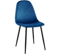 CLP Chaise salle à manger Napier – Rembourrée, dossier & structure métallique, velours bleu, 150 kg