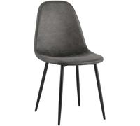 CLP Chaise De Salle A Manger Napier en Similicuir Tissu Ou Velours I Chaise avec Surface D'assise Matelassée Pieds en Metal I Charge Max.150 Kg, Couleur:Noir, Matériel:Vintage Similicuir