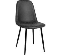 CLP Chaise De Salle A Manger Napier en Similicuir Tissu Ou Velours I Chaise avec Surface D'assise Matelassée Pieds en Metal I Charge Max.150 Kg, Couleur:Noir, Matériel:Vintage Similicuir