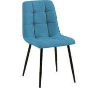 CLP Chaise de Salle à Manger rembourrée Tilde, Chaise de Cuisine avec Dossier et Pieds en métal Noir, Chaise capitonnée jusqu'à 150 kg | Couleur Bleu Clair Matériel Tissu