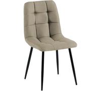 CLP Chaise de Salle à Manger rembourrée Tilde, Chaise de Cuisine avec Dossier et Pieds en métal Noir, Chaise capitonnée jusqu'à 150 kg | Couleur Taupe Matériel Tissu