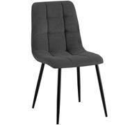 CLP Chaise de Salle à Manger rembourrée Tilde, Chaise de Cuisine avec Dossier et Pieds en métal Noir, Chaise capitonnée jusqu'à 150 kg | Couleur Gris Matériel Cordon