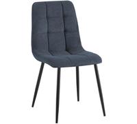 CLP Chaise de Salle à Manger rembourrée Tilde, Chaise de Cuisine avec Dossier et Pieds en métal Noir, Chaise capitonnée jusqu'à 150 kg | Couleur Bleu Matériel Cordon