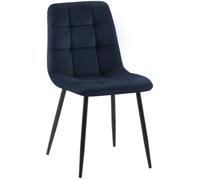CLP Chaise de salle à manger Tilde – Piètement métal noir, Velours bleu, H.88 cm
