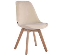 CLP Chaise De Salle A Manger Retro Borneo V2 Velours I Chaise Visiteur Pieds en Bois Syle Scandinave, Couleur:crème, Couleur du Cadre:Natura